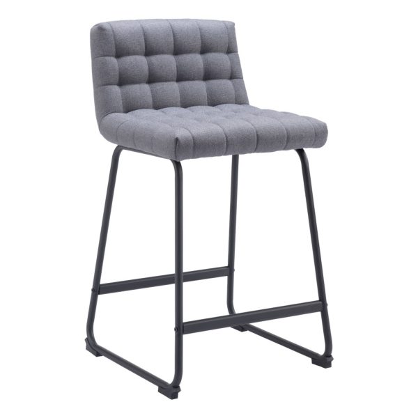 Set of Two 26" Gray And Black Fabric And Steel Counter Height Bar Chairs - Image 3