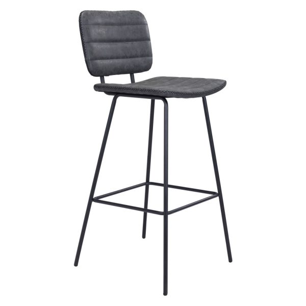 Set of Two 30" Black Faux Leather And Steel Low Back Bar Height Bar Chairs - Image 3
