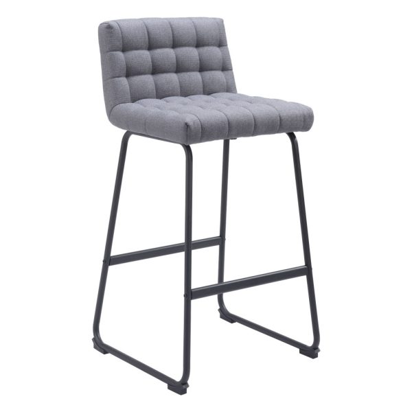 Set of Two 30" Gray And Black Fabric And Steel Bar Height Bar Chairs - Image 3