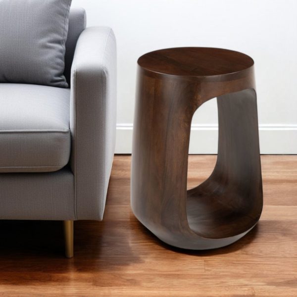 18" Walnut Solid Wood Round Pedestal End Table - Image 2