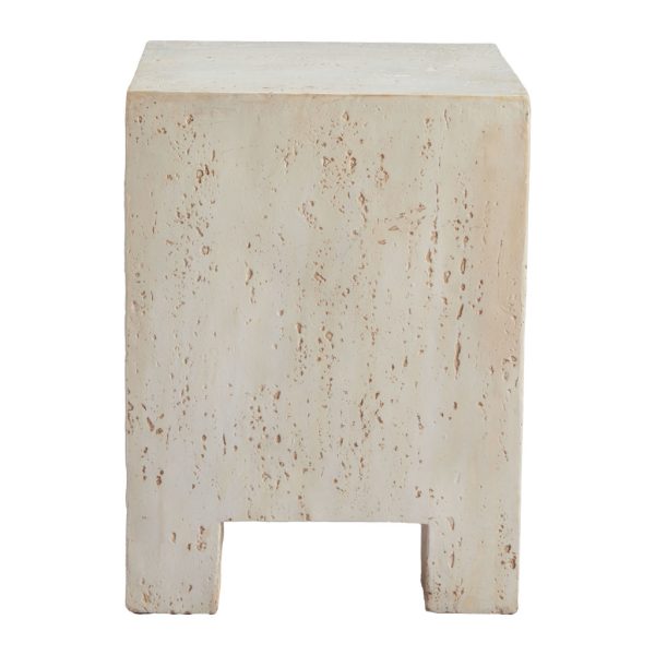 20" Beige Faux Stone Square End Table - Image 2