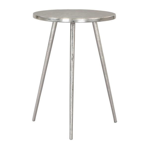 22" Silver Aluminum Round End Table - Image 3