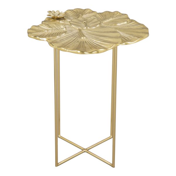 21" Gold Aluminum And Iron Cross Legs End Table - Image 3