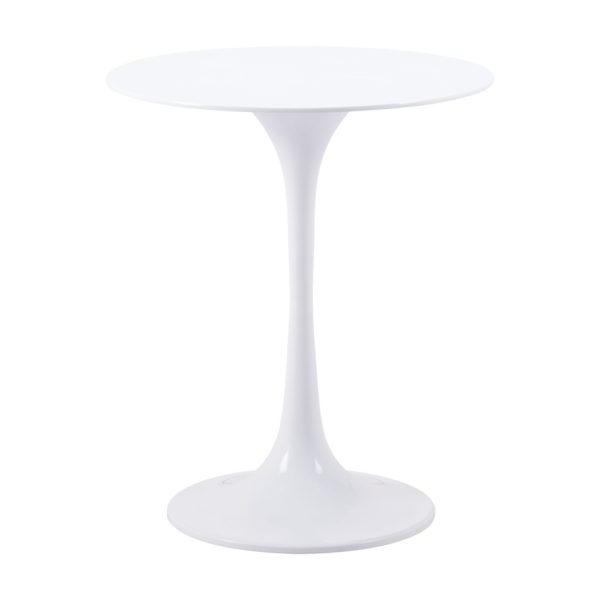 23" White Steel Round Pedestal End Table - Image 3