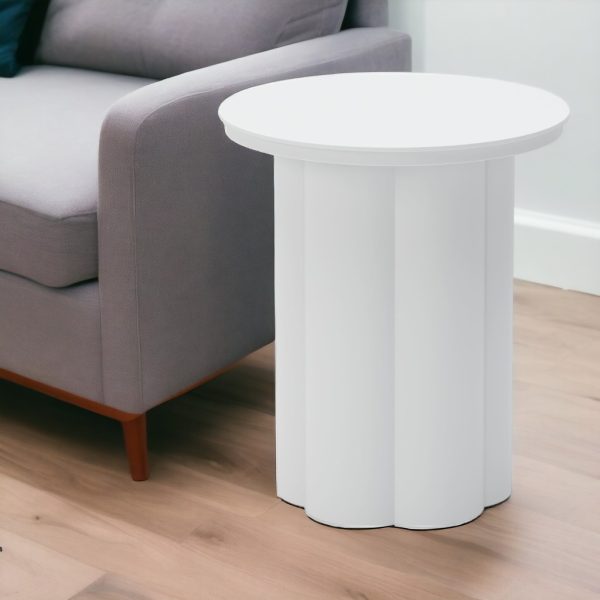 19" White Aluminum Round Pedestal End Table - Image 2
