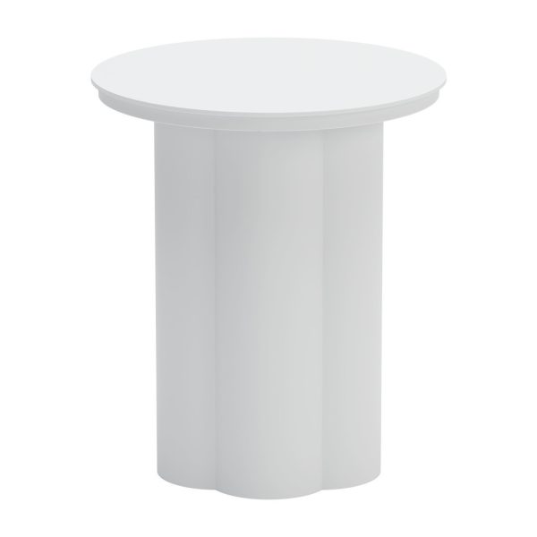 19" White Aluminum Round Pedestal End Table - Image 3