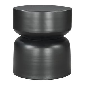 20" Black Iron Round Drum End Table