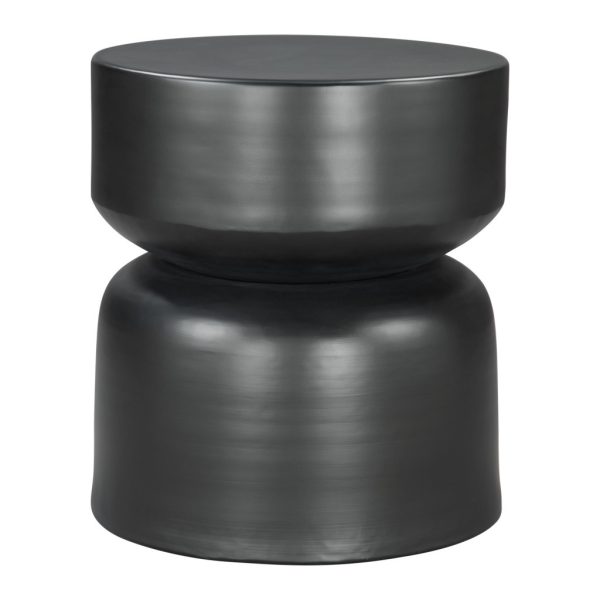 20" Black Iron Round Drum End Table