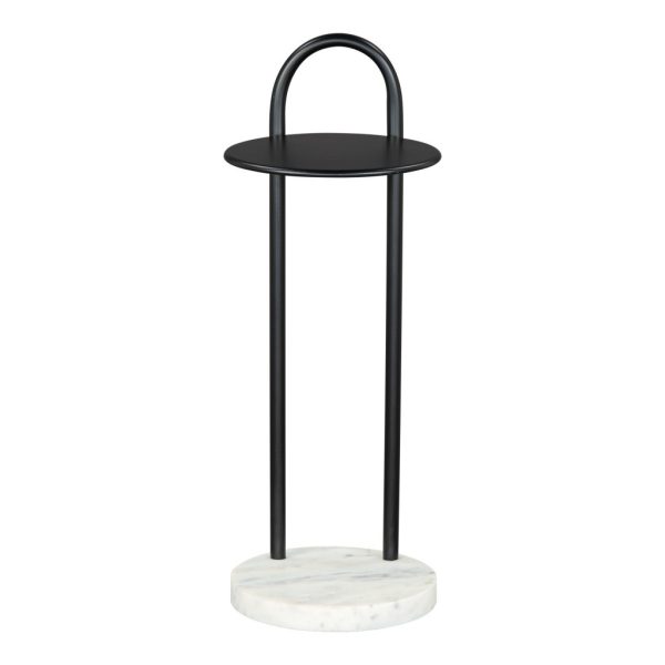 22" Black And White Iron And Marble Round C Table End Table - Image 3