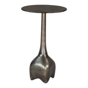 22" Charcoal Aluminum Round Pedestal End Table