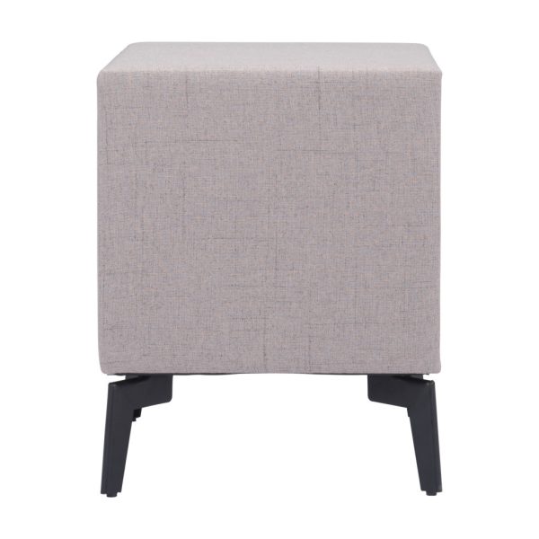 20" Gray and Black Fabric Wood and Steel End Table With Two Drawers - Image 3