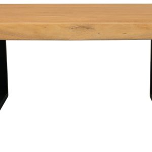 39" Natural And Black Solid Wood And Iron Square Distressed Coffee Table