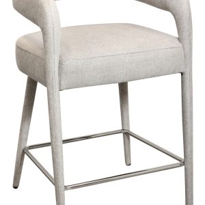 25" Ivory Metal and Fabric Low Back Counter Height Bar Chair