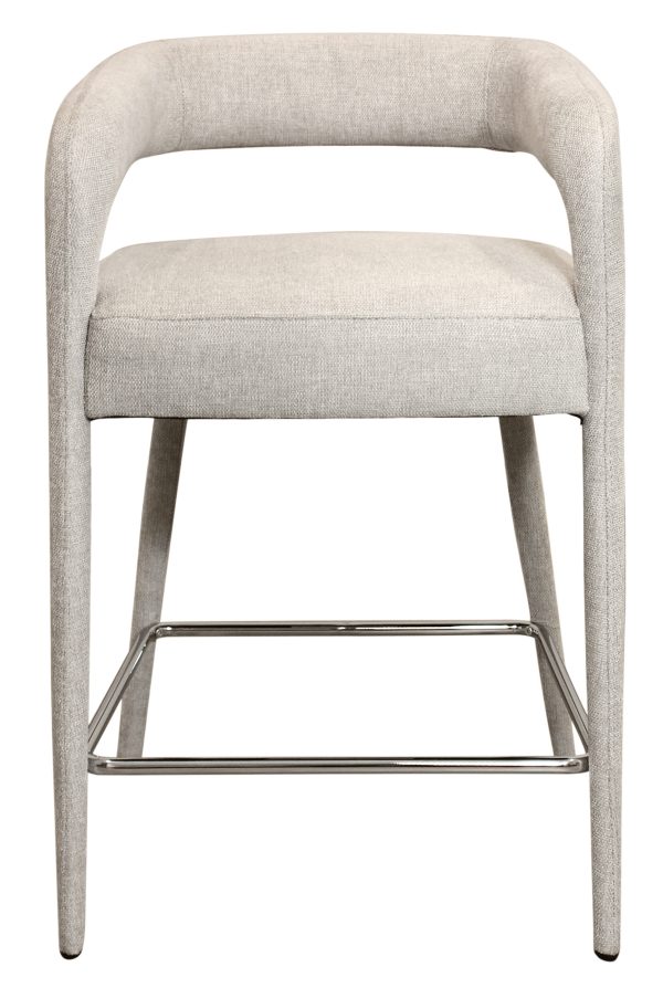 25" Ivory Metal and Fabric Low Back Counter Height Bar Chair - Image 3