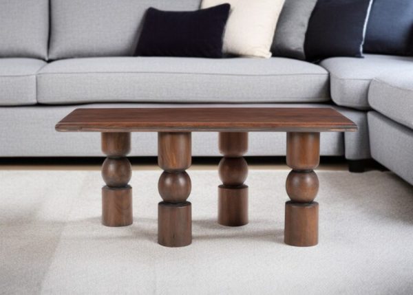 43" Brown Solid Wood Geo Legs Coffee Table - Image 2