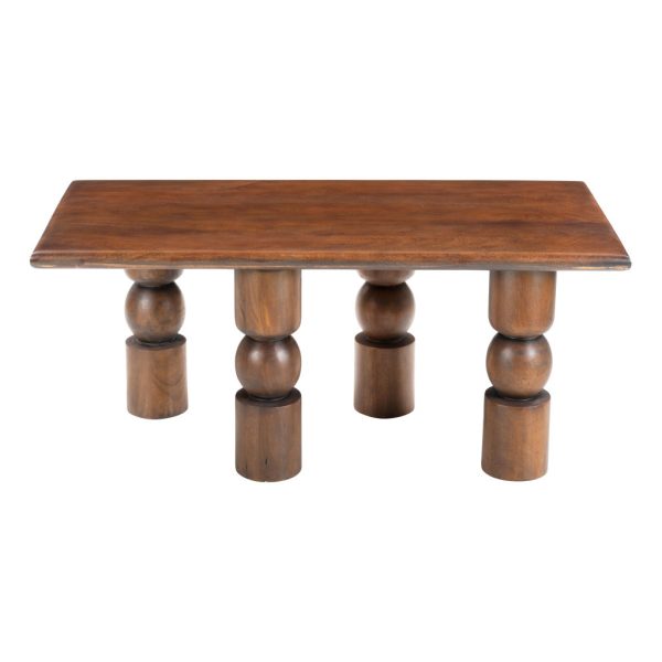 43" Brown Solid Wood Geo Legs Coffee Table - Image 3