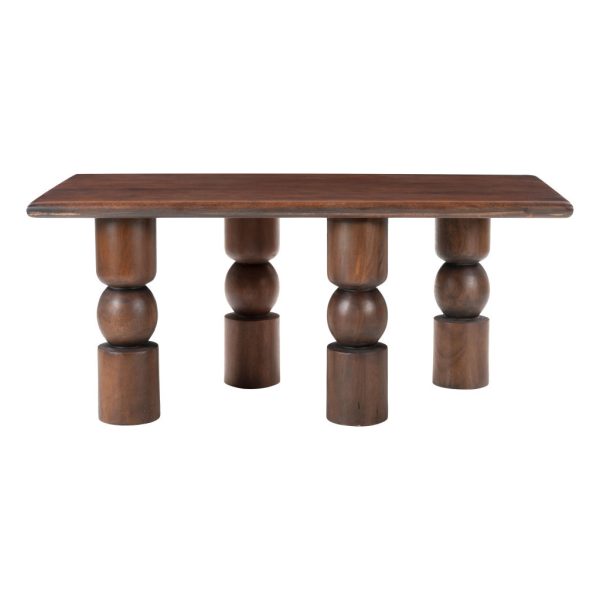 43" Brown Solid Wood Geo Legs Coffee Table