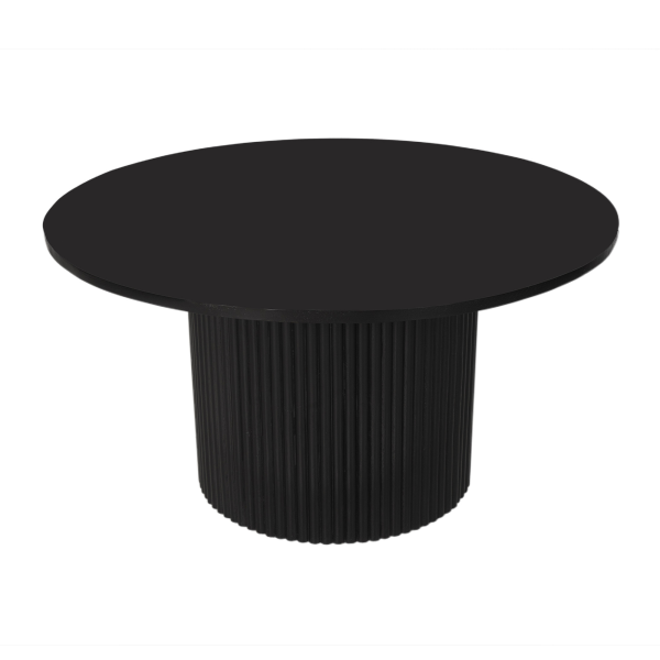 36" Black Solid Wood Round Pedestal Coffee Table - Image 2