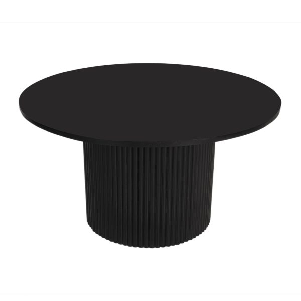 36" Black Solid Wood Round Pedestal Coffee Table - Image 3