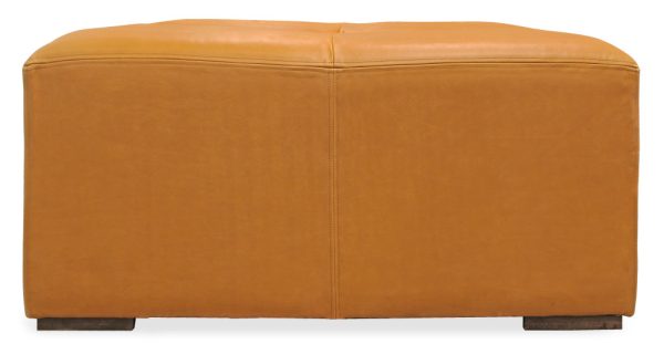 36" Orange Genuine Leather And Solid Wood Square Cocktail Table - Image 3