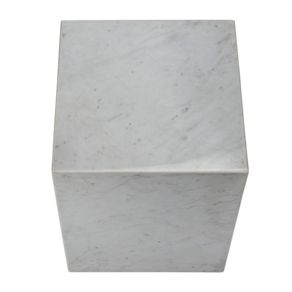 20" White Marble Square Block End Table - Image 3