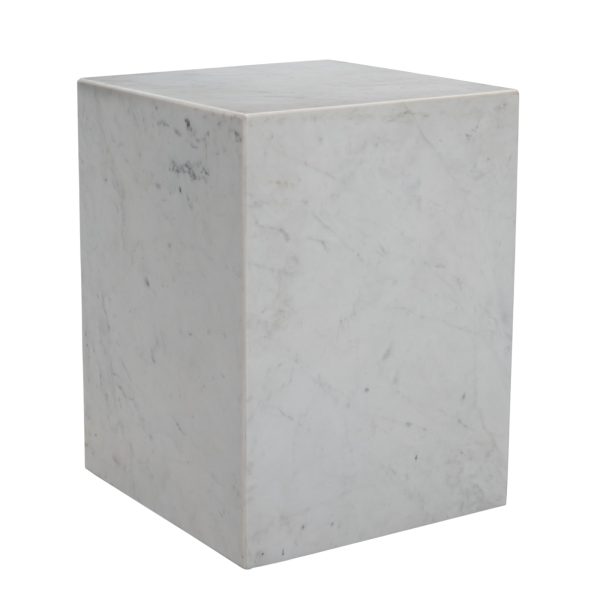 20" White Marble Square Block End Table - Image 2