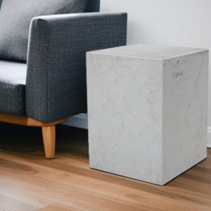20" White Marble Square Block End Table