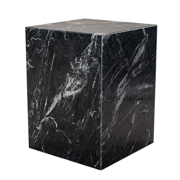 20" Black Marble Square Block End Table - Image 2