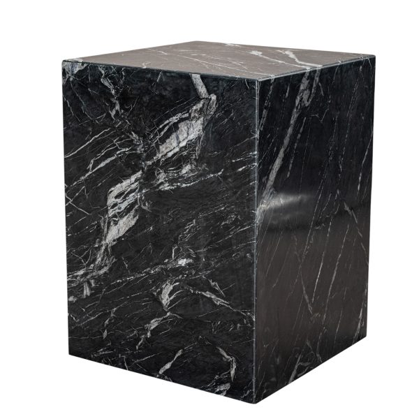 20" Black Marble Square Block End Table - Image 3