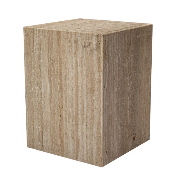 20" Beige Marble Square Block End Table - Image 3