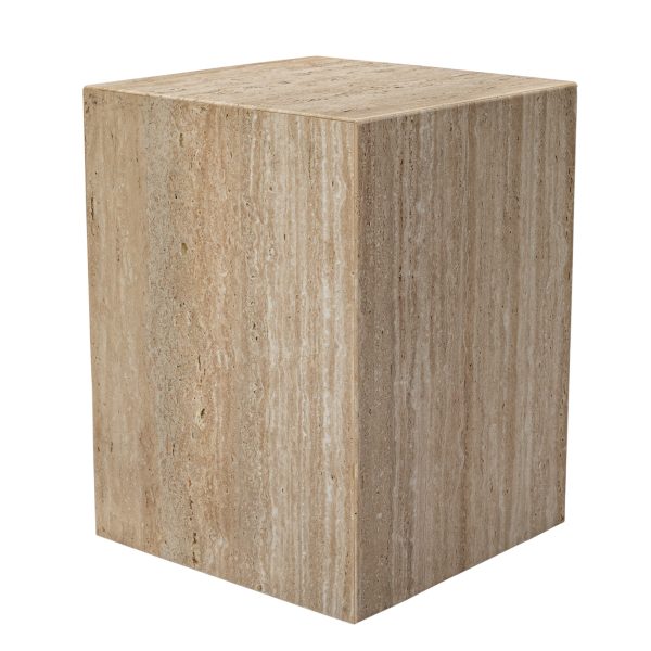 20" Beige Marble Square Block End Table - Image 2
