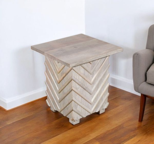24" White Distressed Solid Wood Square End Table - Image 2