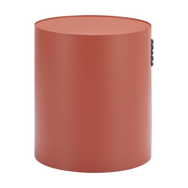 19" Brown Aluminum Round Drum End Table - Image 3