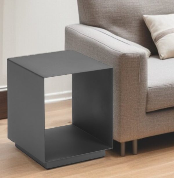 17" Charcoal Aluminum Square End Table With Shelf - Image 2