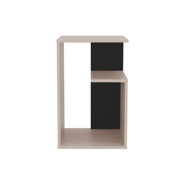 25" Off White And Black Wood Floor Shelf End Table With Two Shelves - Image 3
