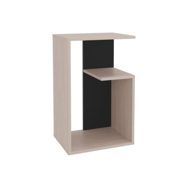 25" Off White And Black Wood Floor Shelf End Table With Two Shelves - Image 2