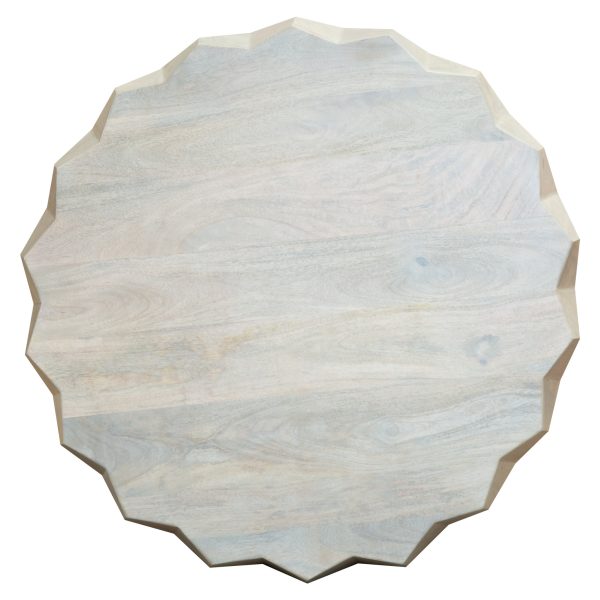 32" Off White Solid Wood Round Block Coffee Table - Image 3